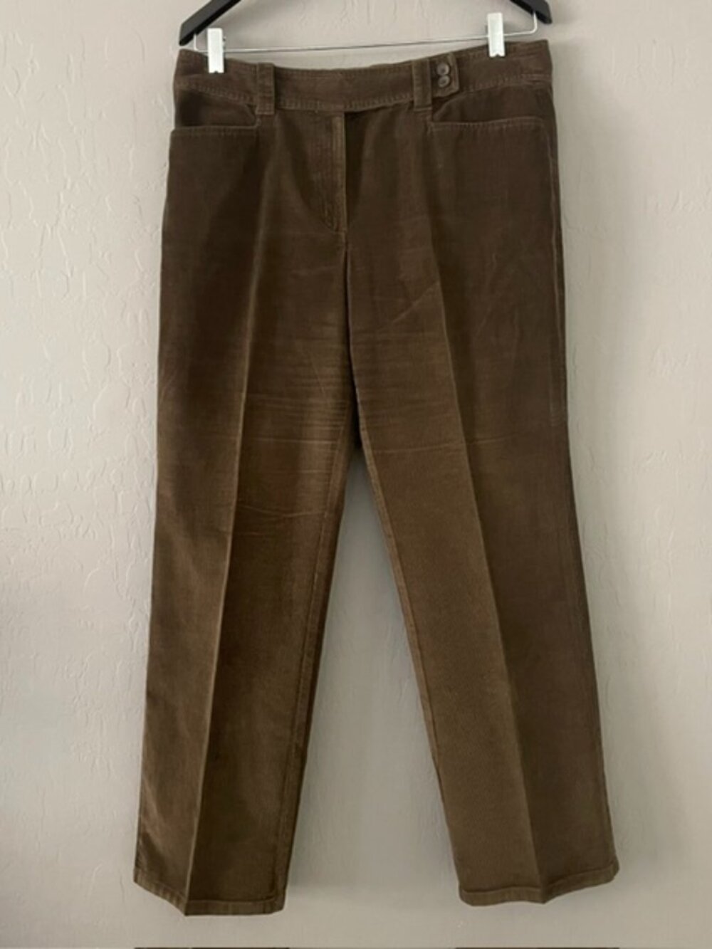 Talbots Petites Brown Corduroy Stretch Pants Straight Wide Leg Size 10P Fall